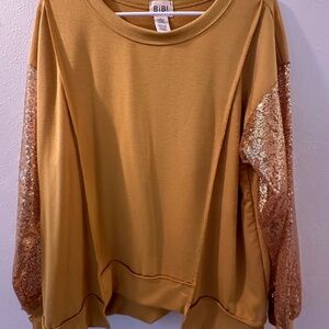 BiBi mustard long sleeve top size medium